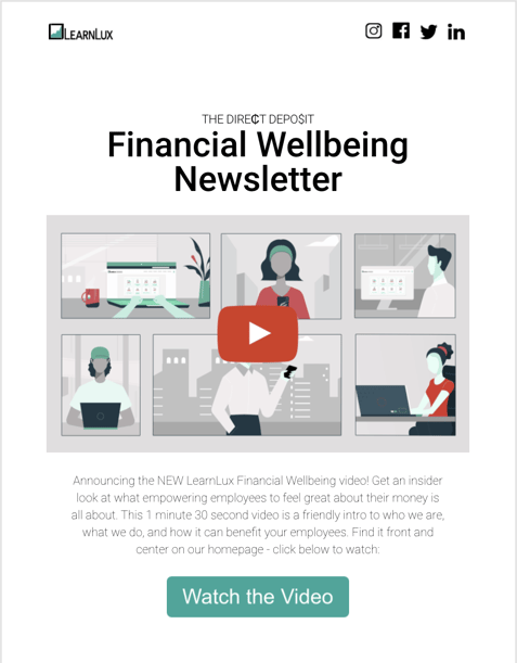 Financial wellbeing newsletter powered by LearnLux